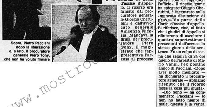 <b>29 Giugno 1996 Stampa: Corriere della Sera – Pacciani, il pm non firma</b>