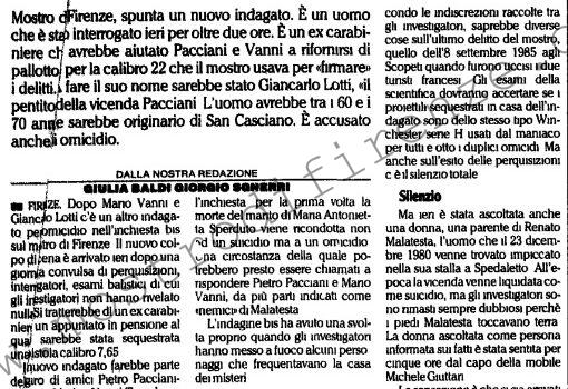 <b>19 Marzo 1996 Stampa: L’Unità – Mostro di Firenze imputato ex carabiniere</b>