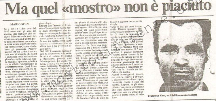 <b>30 Dicembre 1982 Stampa: La Nazione – Ma quel “mostro” non è piaciuto</b>