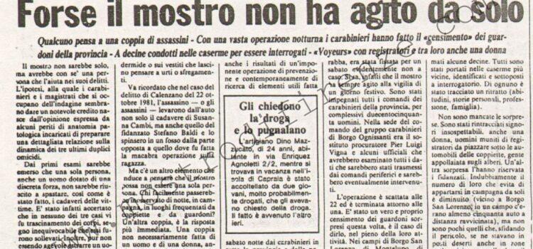 <b>12 Luglio 1982 Stampa: La Nazione – Forse il mostro non ha agito da solo</b>