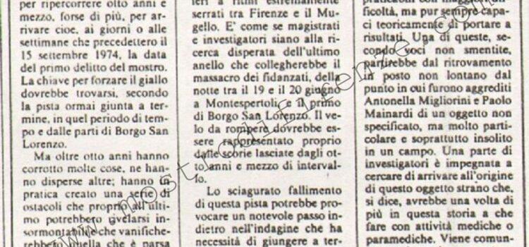 <b>15 Luglio 1982 Stampa: La Nazione – Corsa contro il tempo per stanare il mostro</b> <b>15 Luglio 1982 Stampa: La Nazione – Corsa contro il tempo per stanare il mostro</b>