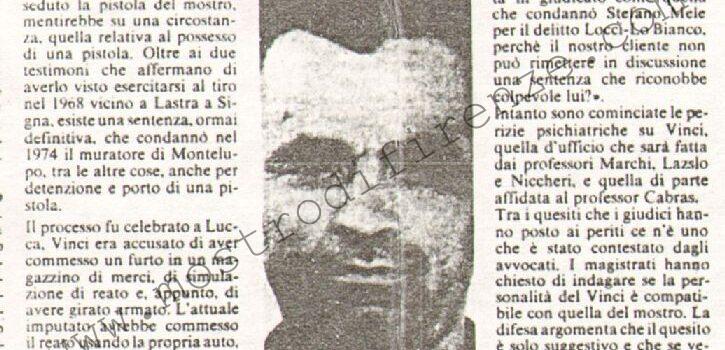 <b>19 Novembre 1982 Stampa: La Nazione – Vinci ebbe un’arma</b>