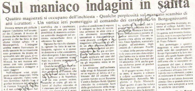 <b>29 Giugno 1982 Stampa: La Nazione – Sul maniaco indagini in salita</b>
