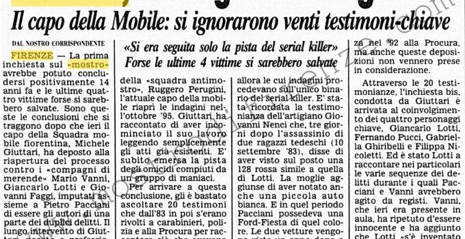 <b>24 Giugno 1997 Stampa: Corriere della Sera – “Mostro, l’indagine è sbagliata”</b>
