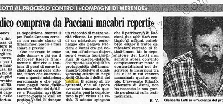 <b>28 Novembre 1997 Stampa: Corriere della Sera – “Un medico comprava da Pacciani macabri reperti”</b>