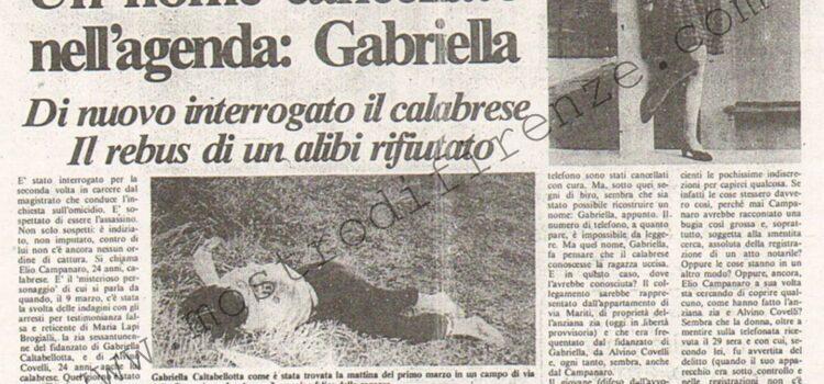 <b>19 Aprile 1984 Stampa: La Città – Un nome cancellato nell’agenda: Gabriella</b>