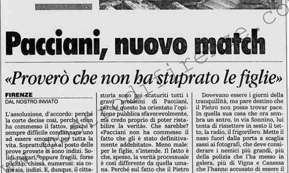 <b>13 Marzo 1996 Stampa: La Stampa – Pacciani, nuovo match</b>