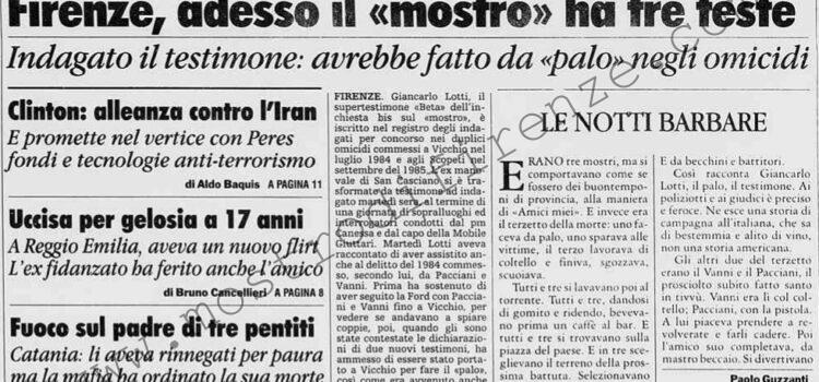 <b>15 Marzo 1996 Stampa: La Stampa – Firenze, adesso il “mostro” ha tre teste – Tre volti dietro il mostro di Firenze – Rontini: ma io non mi illudo</b>