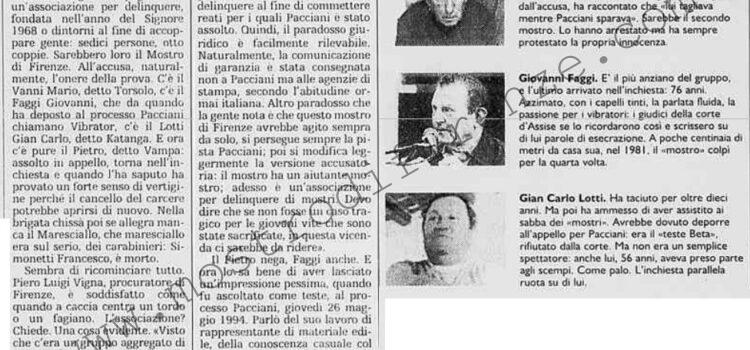 <b>21 maggio 1996 Stampa: La Stampa – Pacciani, l’incubo della cella – Pietro: “Mi vogliono tutti male” – Faggi “Con quelli non c’entro”</b>