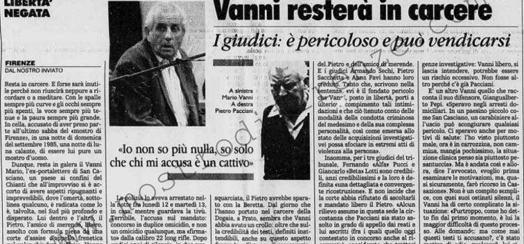 <b>24 Febbraio 1996 Stampa: La Stampa – Vanni resterà in carcere – Osservazioni su Vanni</b>
