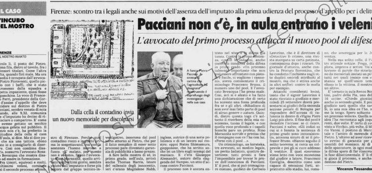 <b>30 Gennaio 1996 Stampa: La Stampa – Pacciani non c’è, in aula entrano i veleni</b>