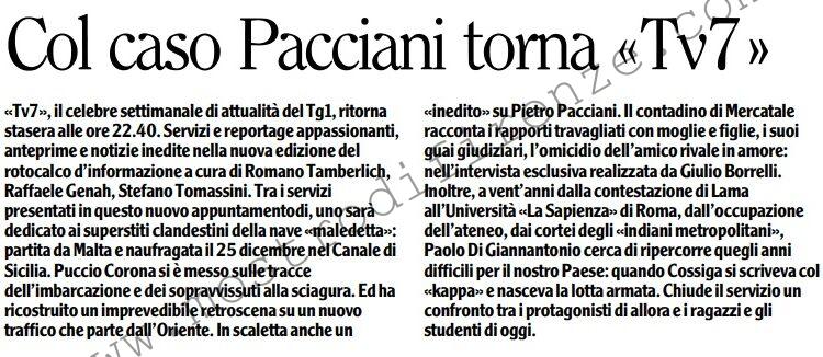 <b>16 Febbraio 1997 Stampa: L’Unità – Col caso Pacciani torna “Tv7”</b>