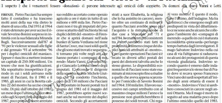 <b>19 Maggio 1997 Stampa: L’Unità – Riesplode il giallo sul “tesoro” di Pacciani</b>