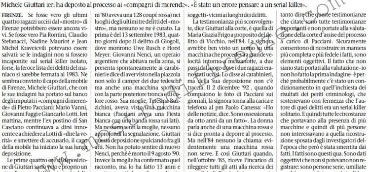 <b>24 Giugno 1997 Stampa: L’Unità – “Il mostro di Firenze poteva essere fermato”</b>