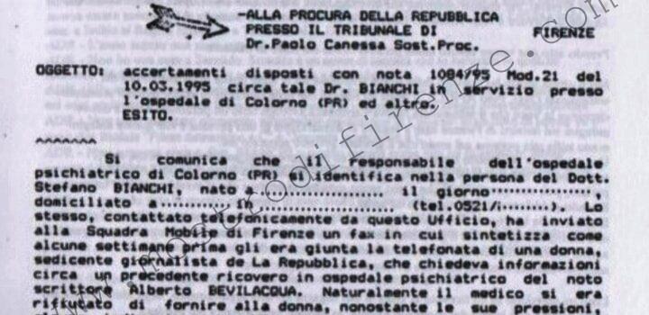 <b>11 Marzo 1995 Nota della Questura di Firenze su Stefano Bianchi</b>