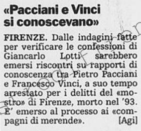 <b>26 Giugno 1997 Stampa: La Stampa – “Pacciani e Vinci si conoscevano”</b>