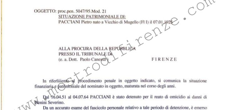 <b>8 Gennaio 1997 Nota situazione patrimoniale Pietro Pacciani</b>